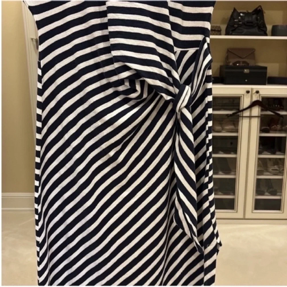 LOFT Blue and White Striped Midi Dress - Picture 5 of 5